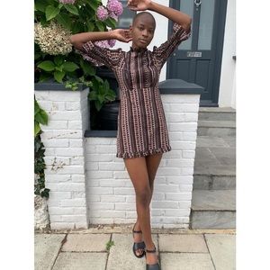 NWT UO Maisie Floral Striped Mini Babydoll dress